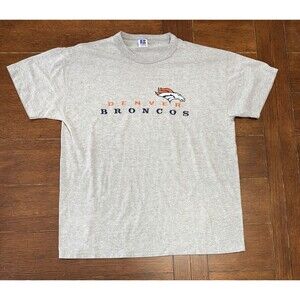 Vintage Russell Athletic Denver Broncos Men T-Shirt Sz M Gray Single Stitch USA